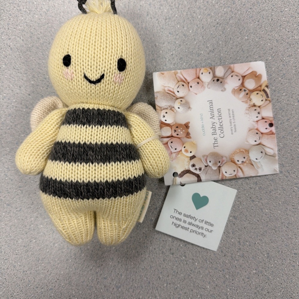 Cuddle + Kind Baby Bee 7" Knit Plush Stuffed Animal Doll Baby Collection NWT